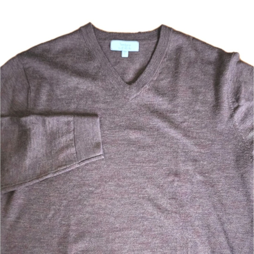 Turnbury Sweater Mens Large Extra‎ Fine Merino Wool V Neck Long Sleeve Pullover